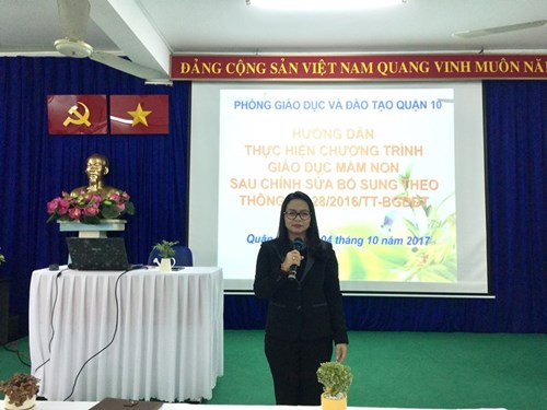 Tập huấn  Hướng dẫn thực hiện Chương trình giáo dục mầm non sau sửa đổi, bổ sung một số nội dung của Chương trình giáo dục mầm non ban hành kèm theo thông tư số 28/2016/TT-BGDĐT cho cán bộ quản lý và giáo viên mầm non cốt cán 